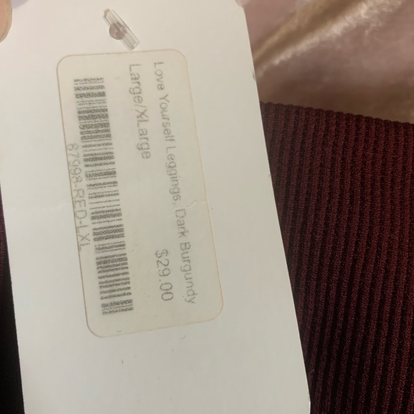 NWT Zenana Outfitters fleece lined “Love Yourself” burgundy yoga legging S/M - Picture 5 of 7